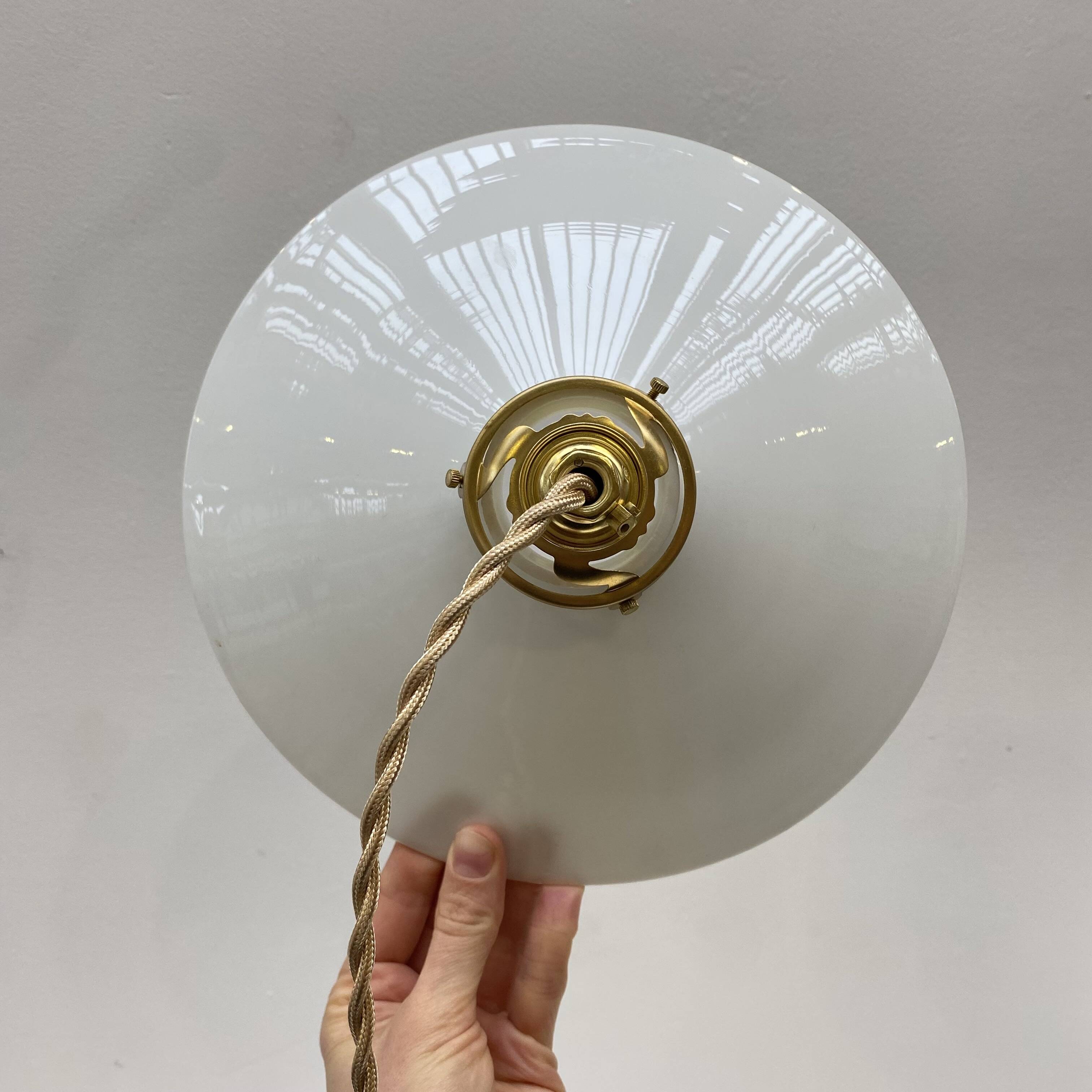 Vintage white opaline pendant light