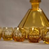 Art Deco Moser liqueur set in frosted orange glass
