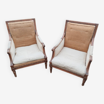 Paire de fauteuils anciens style louis xvi