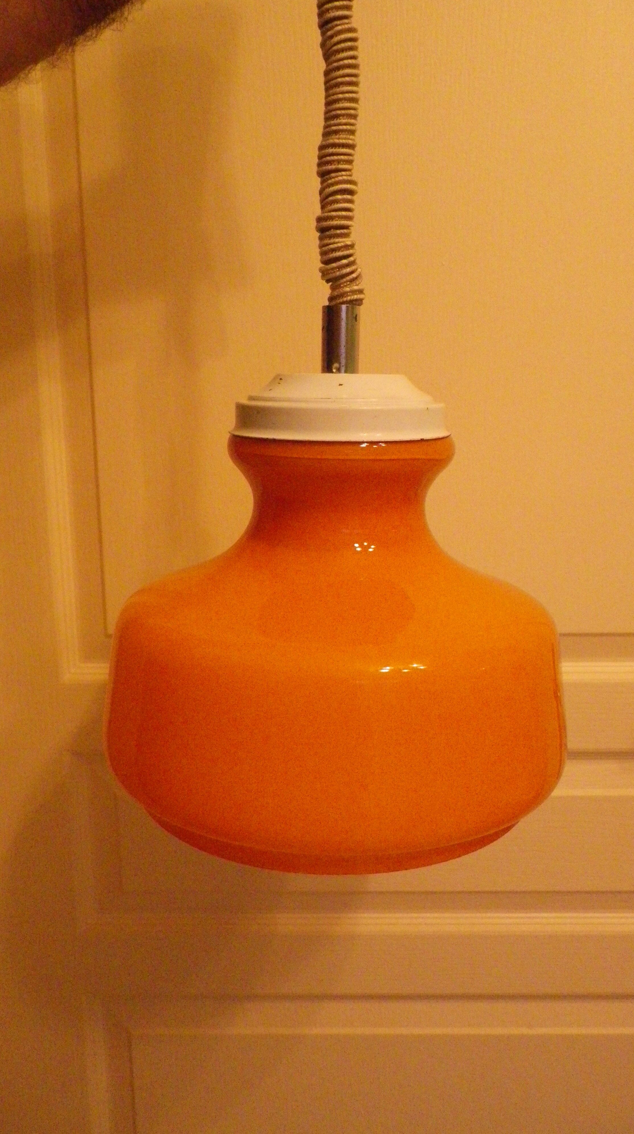Suspension mounted downhill in orange, metal, glass - 60s