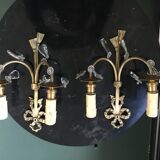 Pair of bronze sconces and pendants