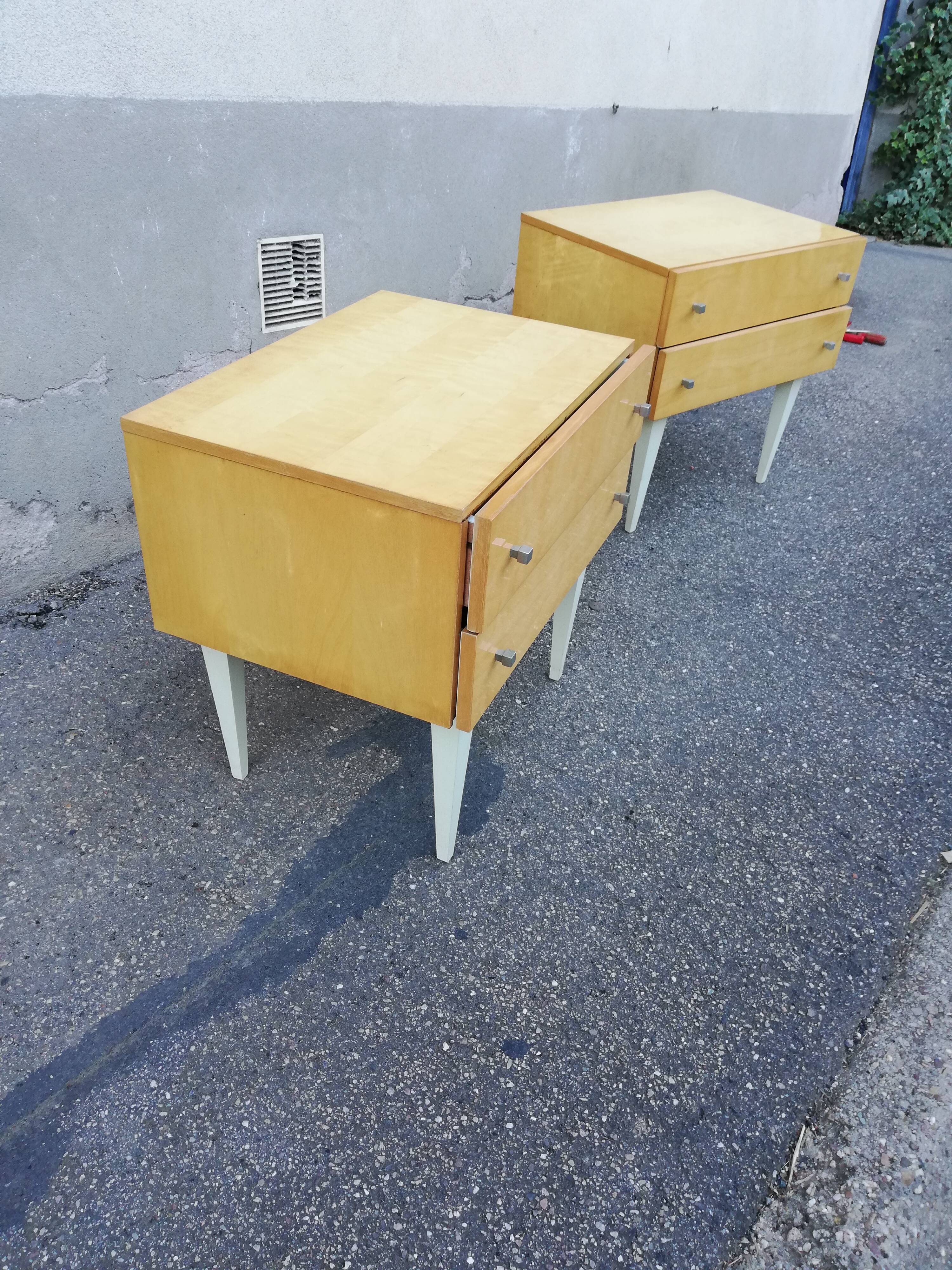 Paire de chevets vintage 2 tiroirs