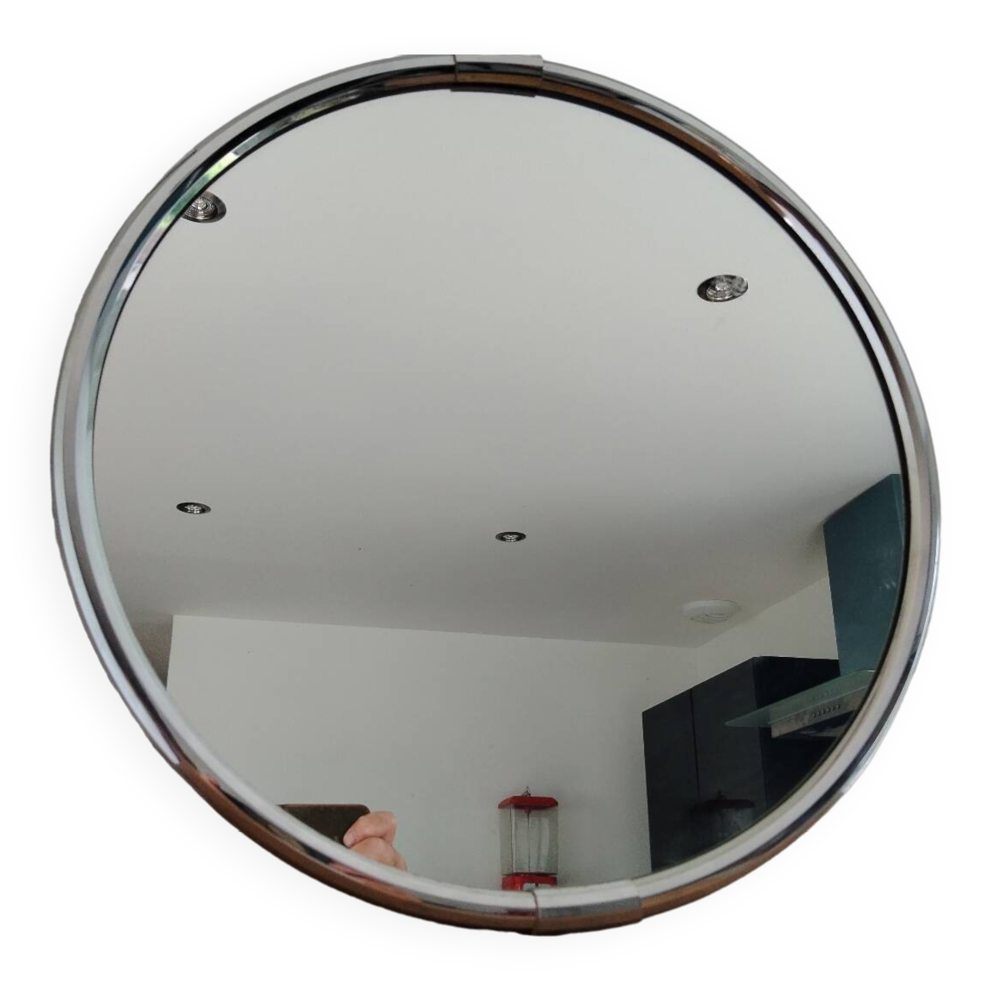 Round chrome metal mirror 1970s
