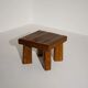 Brutalist Solid Oak Side Table with Wooden Pins, 1960s