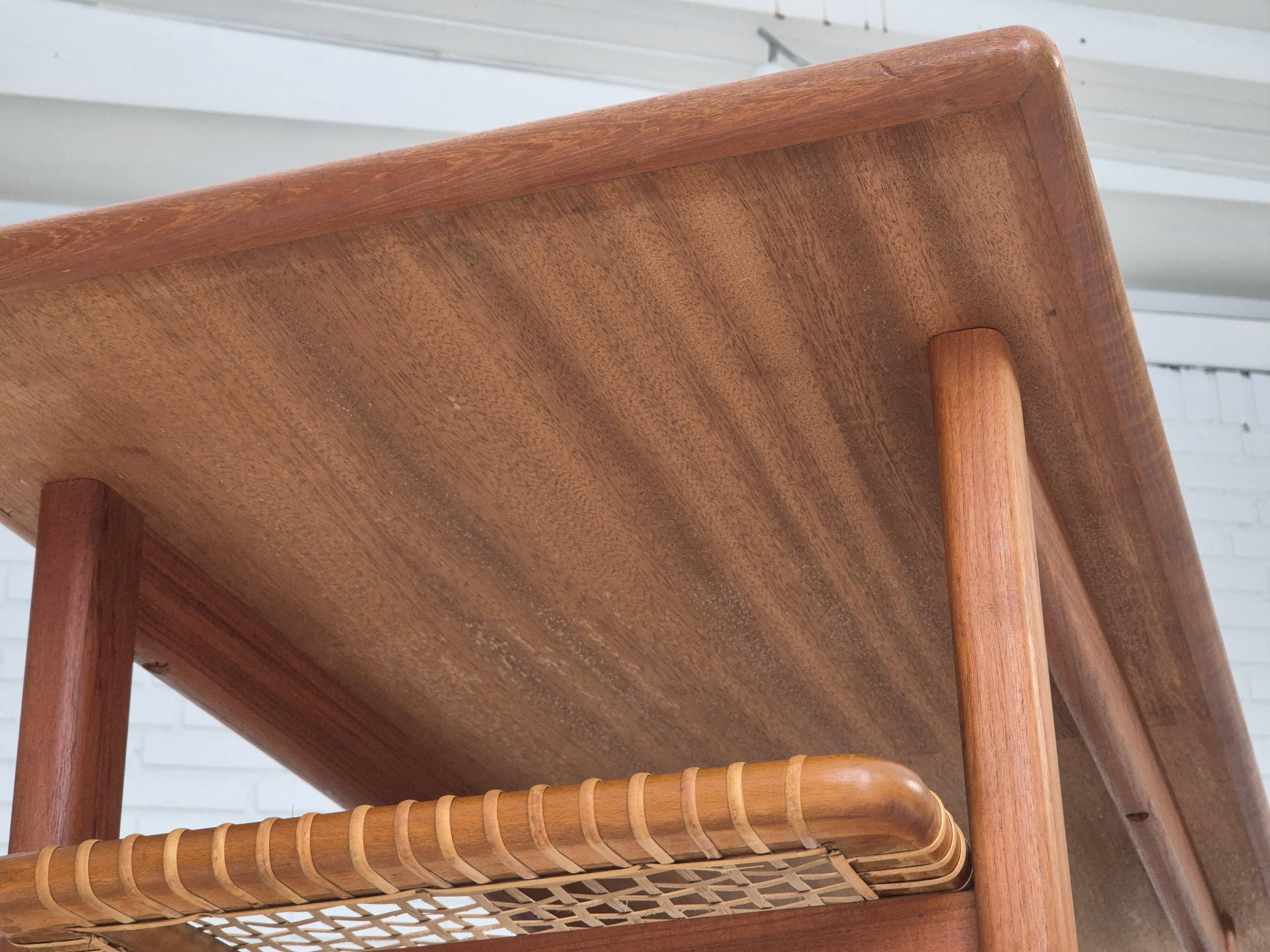 1970s, Scandinavian coffee table, original condition, teak wood, rattan.