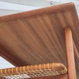 1970s, Scandinavian coffee table, original condition, teak wood, rattan.