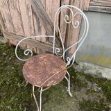 Pair of vintage wrought iron garden armchairs 60s