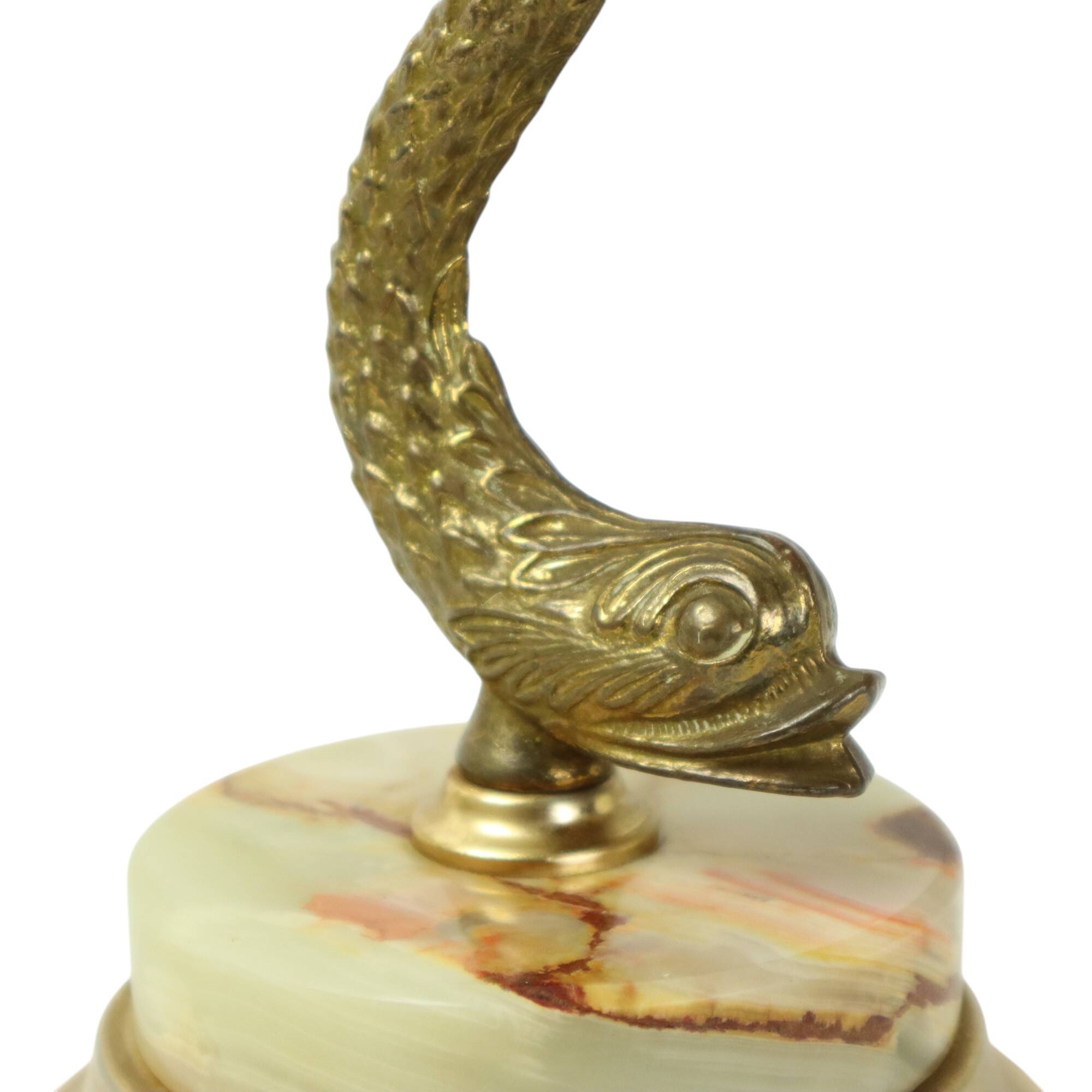 Classic Table Lamp Fish Dolphin Brass Onyx Marble