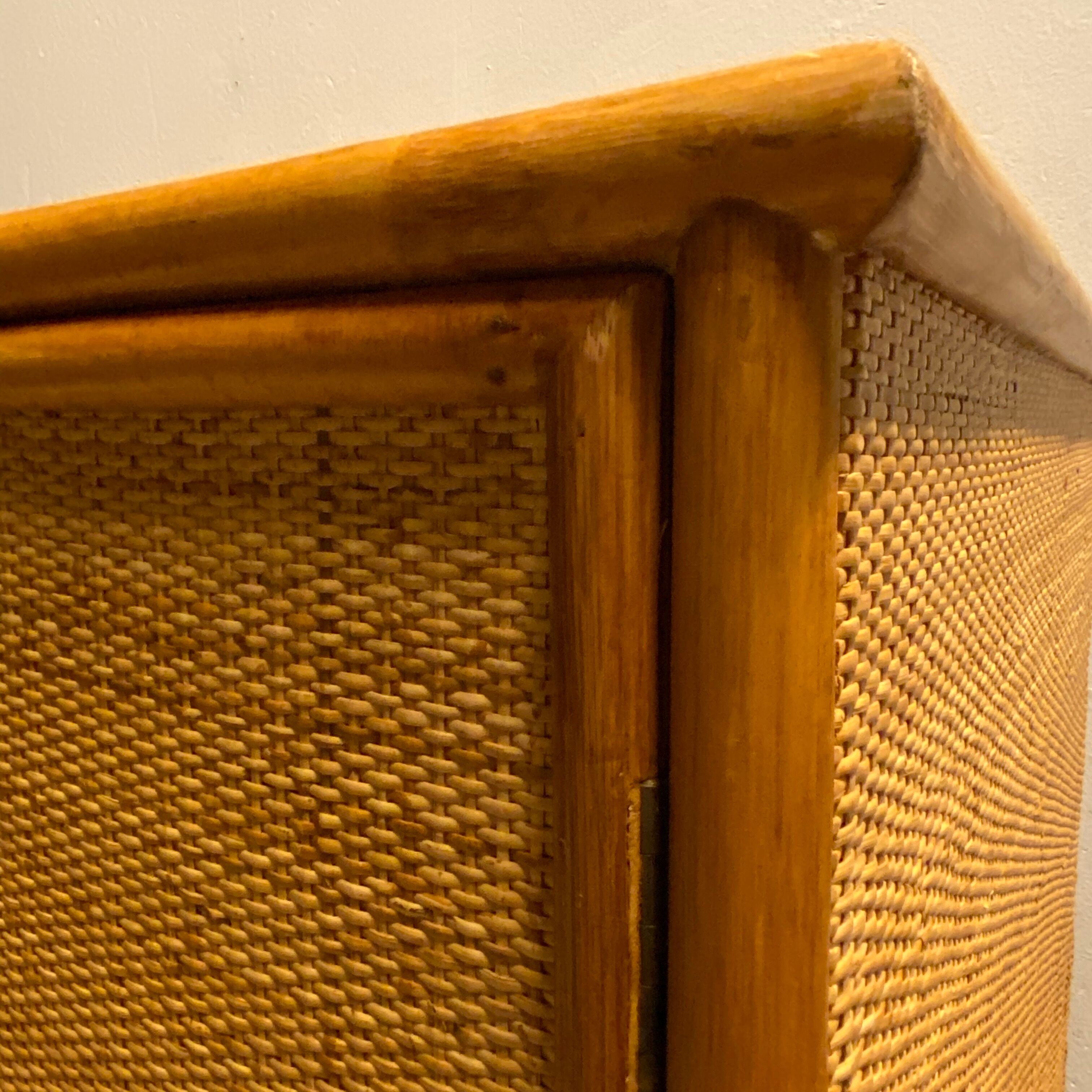 Vintage bamboo and rattan wardrobe, 1970s