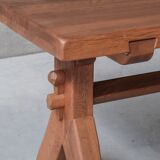 De Puydt Oak Rectangular Brutalist Mid-Century Dining Table
