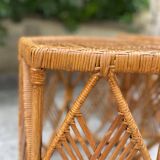Pair of rattan side or bedside tables