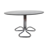 Table 70s, chrome and crystal metal, cobra design model by Giotto Stoppino.