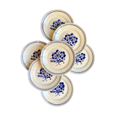 7 flat plates in white and blue earthenware, Georges service