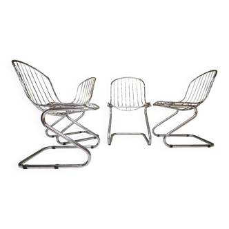 Set de 4 chaises chrome Gastone Rinaldi 