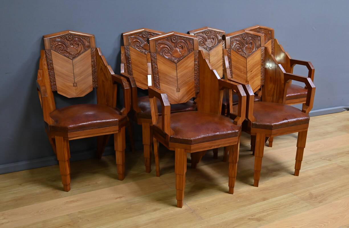 Set of 6 Rosewood Armchairs, Art Deco – 1910
