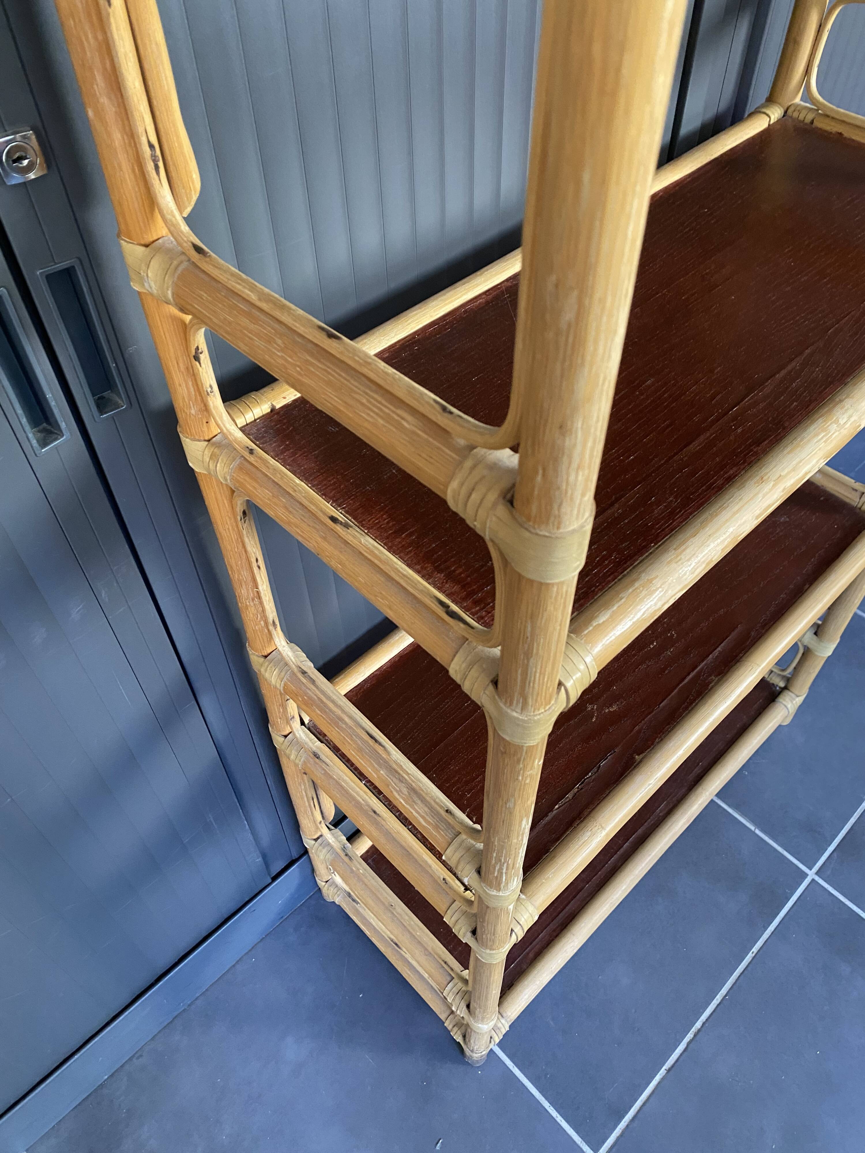 Vintage 1970s rattan bookshelf
