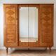 Vintage 1950s wooden wardrobe with mirror