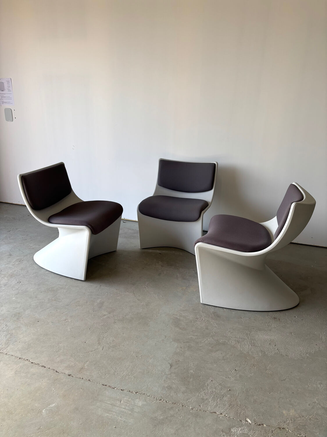 Series of 3 designer armchairs Space by A. Pinaffo and P. Scagnellato