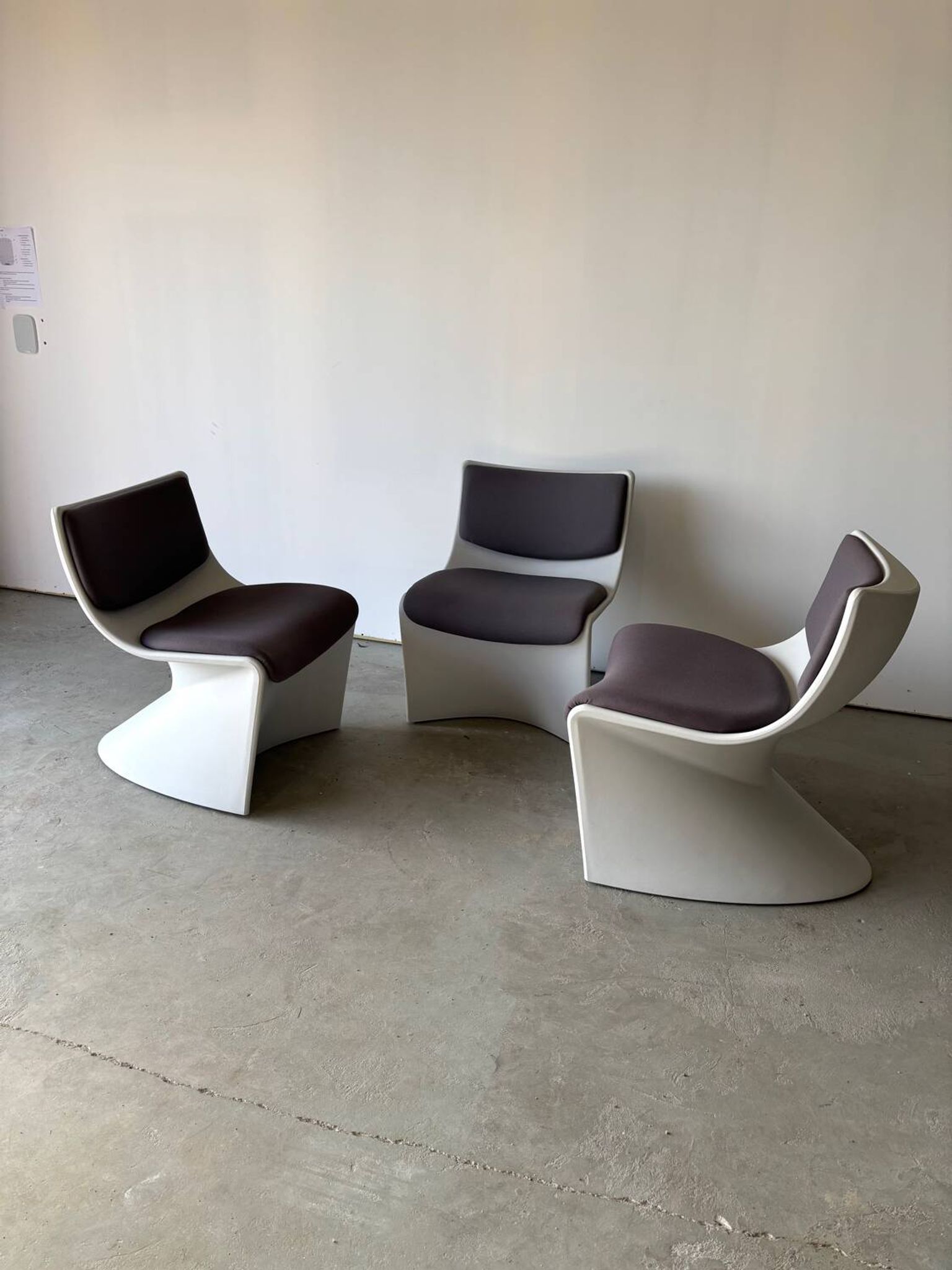 Series of 3 designer armchairs Space by A. Pinaffo and P. Scagnellato