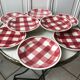 Set of 8 dessert plates fb badonviller pink gingham model 40s