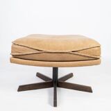 Armchair and stool in 1960s Danish leather and rosewood