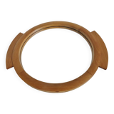 Large round mirror tray, Scandinavian, in blond wood, 60 70