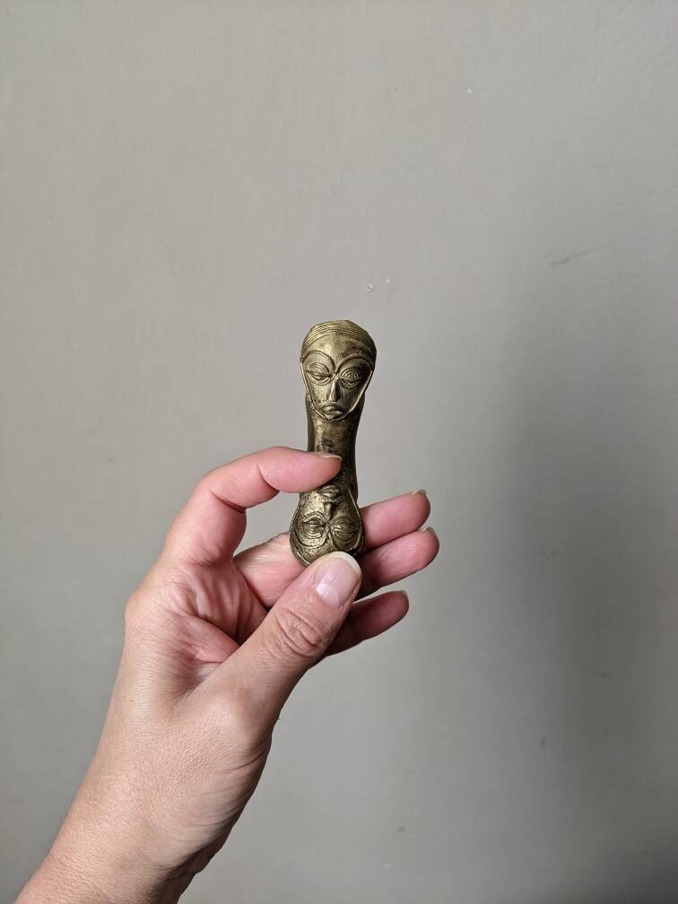 Set of 8 bronze knife holders handcrafted African ethnic tribal art