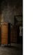 Vintage Industrial Danish Roller Shutter Brown Oak Cabinet with Drawers