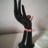 Baguier soliflore hand in black earthenware