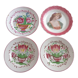 Lots of four Saint-Clément and Gaston Bonfils plates