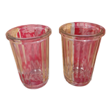 2 antique glass jam jars with ribs
