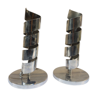 Pair of lamp chrome spiral shape 1970