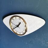 Vintage formica clock asymmetrical silent wall clock "Vedette transistor gray"