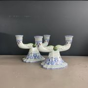 Pair of Gien earthenware candlesticks - lamp bases - Ref 1170
