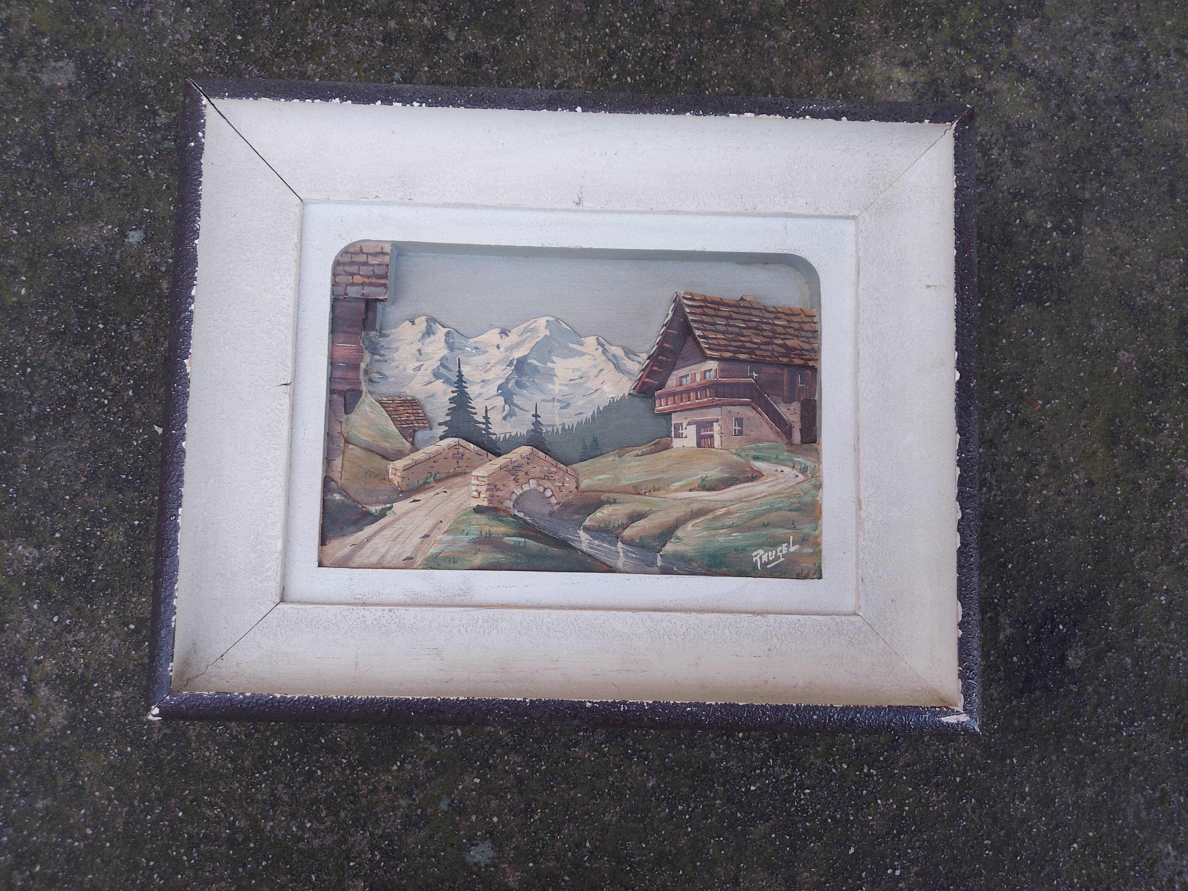 Carved wood painting, chalet decor by f raugel (popular art)