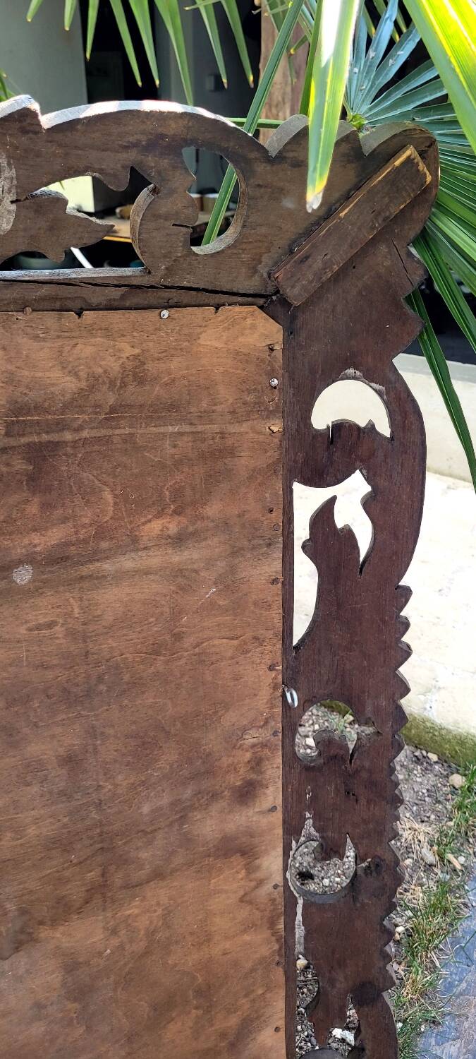 Huge antique Indonesian teak mirror