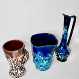 Fat Lava blue ceramic pitcher from the 70s