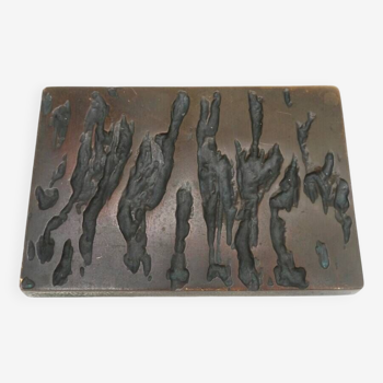 Rare poignée de porte d’entrée en bronze brutaliste abstrait solide du milieu du siècle Allemagne 1960