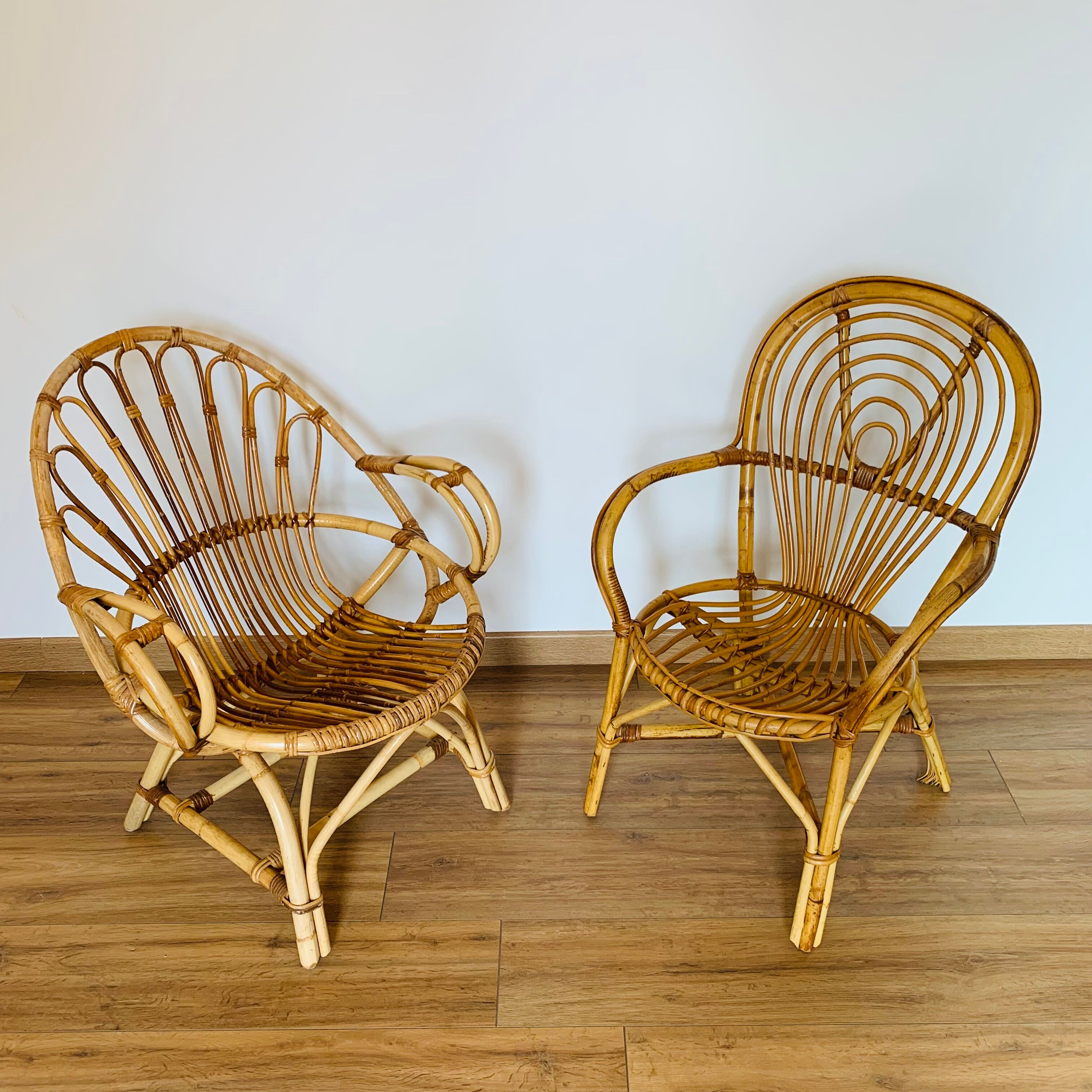 Pair of adult rattan armchairs
