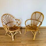 Pair of adult rattan armchairs