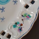 Vintage painted ceramic wall plate with cut-out design by Claude Smadja.