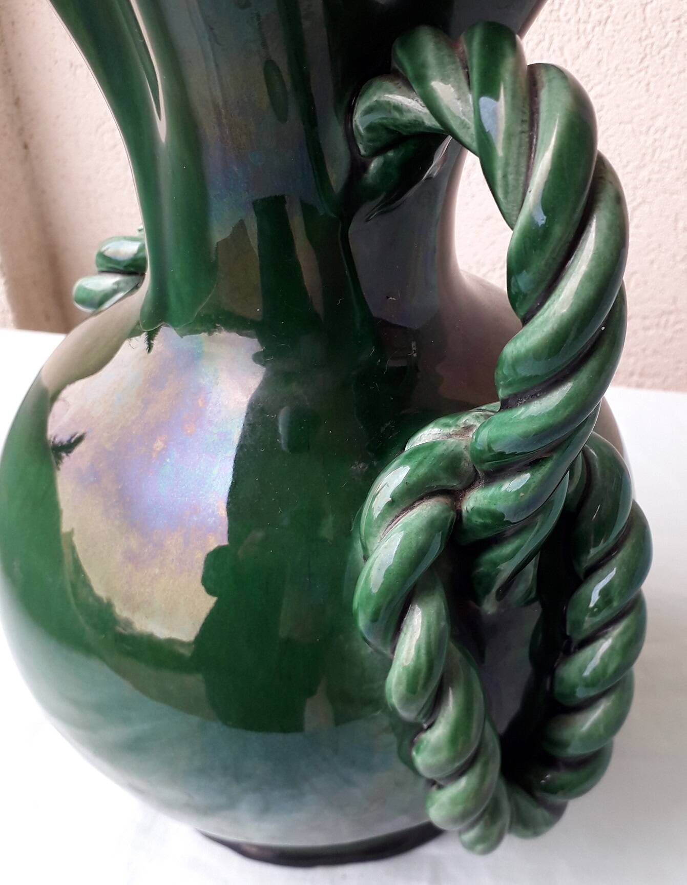 Green ceramic vase