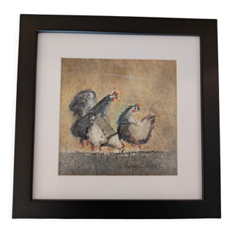 Tableau basse-cour poules