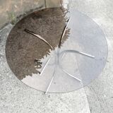 Smoked glass and chrome round table 1970