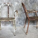 Pair of metal armchairs