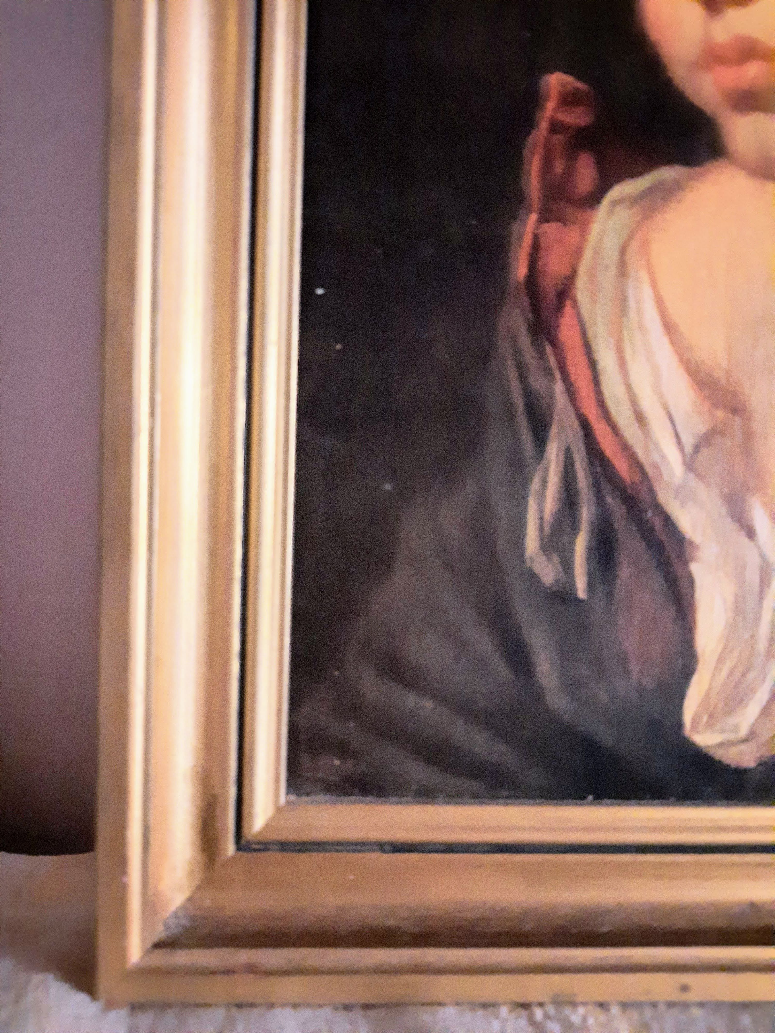 Painting little blond boy with open shirt