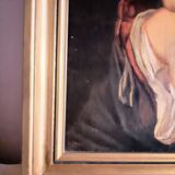 Painting little blond boy with open shirt