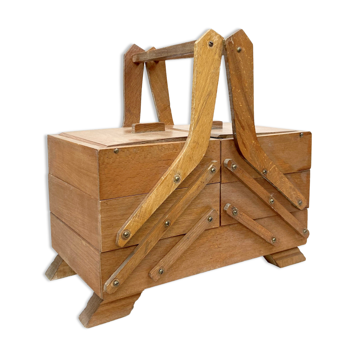 1950 former worker wooden sewing box