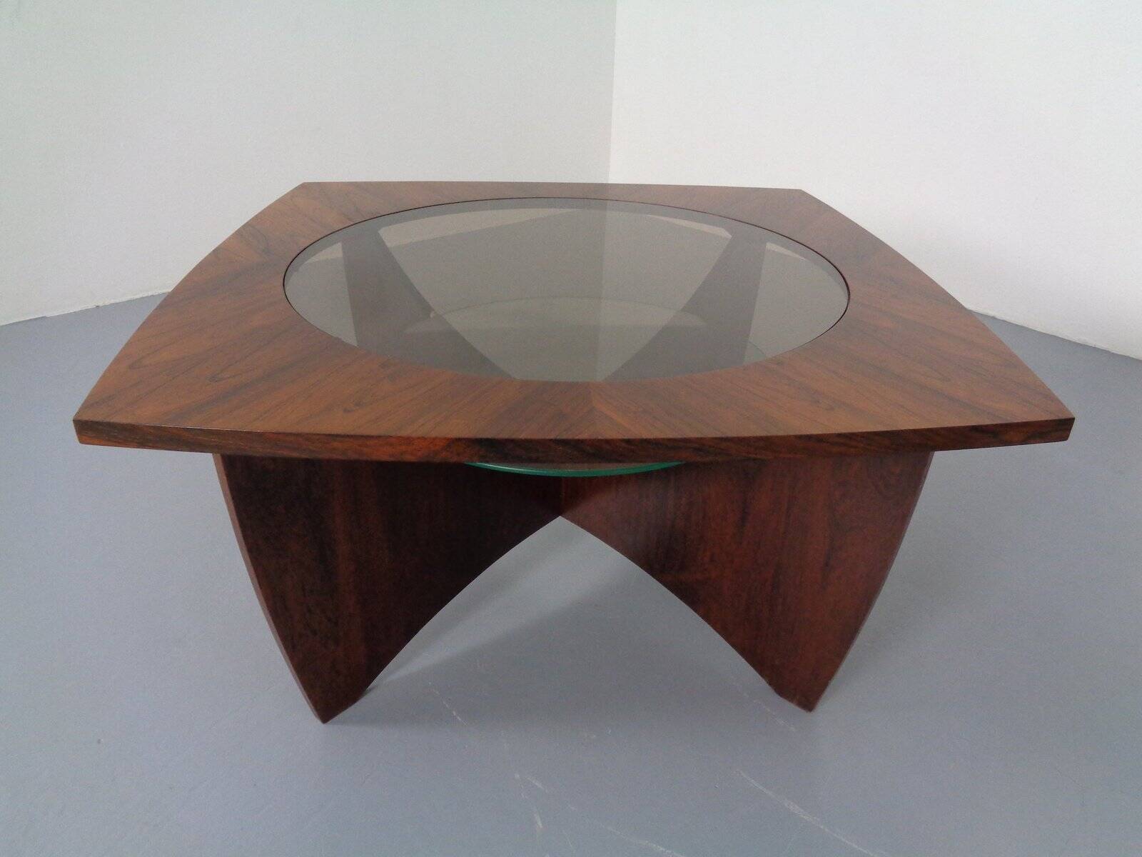 Vintage rosewood and glass coffee table, Denmark, 1960s
