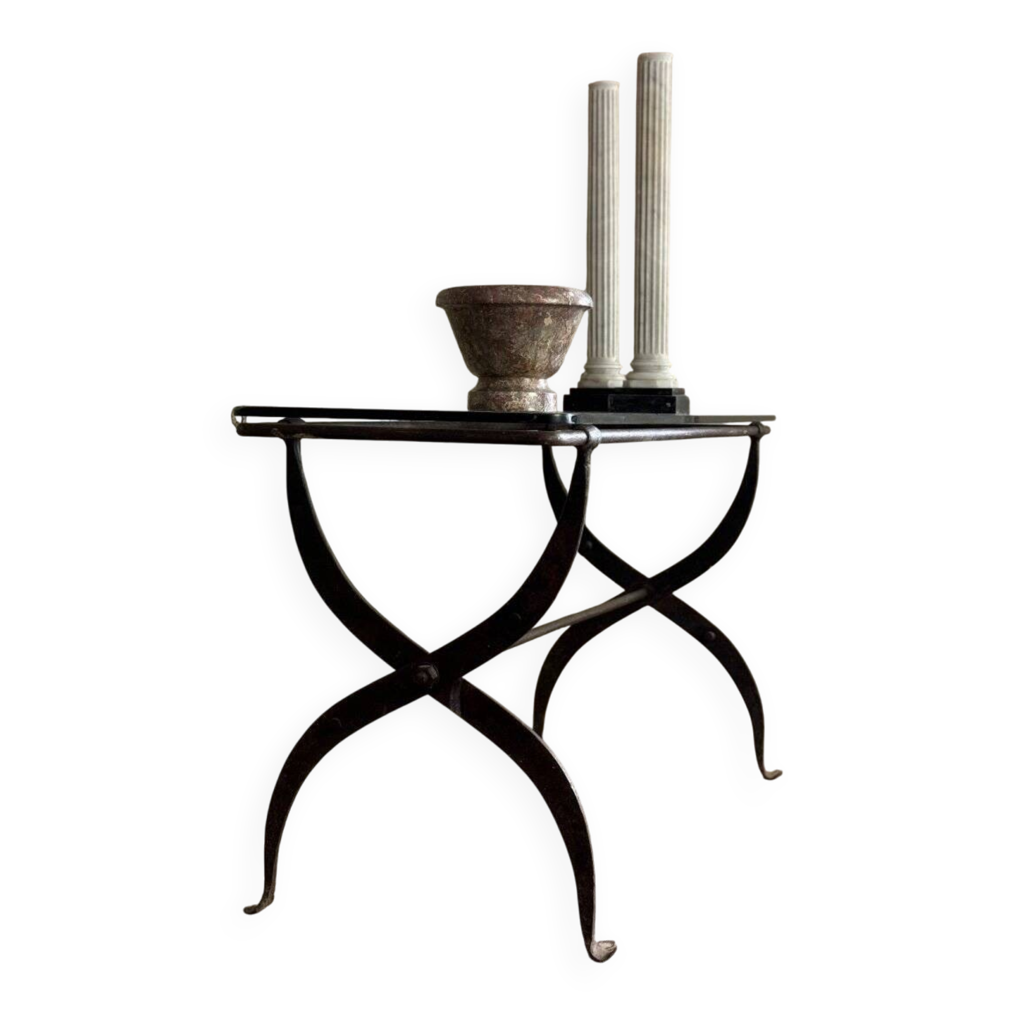 Wrought iron workshop table from around 1900